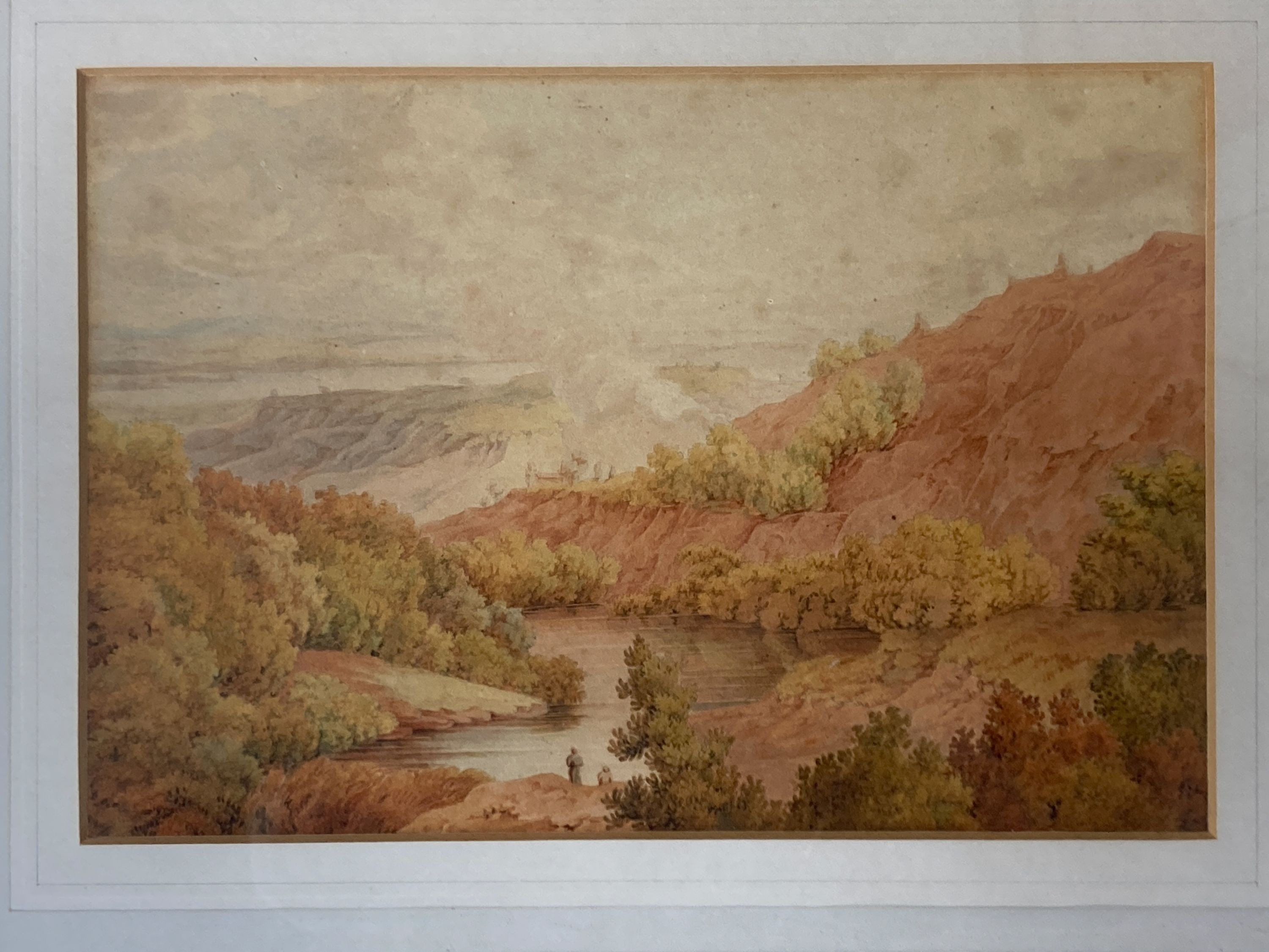 Attributed to James Bourne (1773-1854) pair of watercolours, Hampton Cliffs near Bath and on the Usk below Crickhowell, 19 x 28cm.